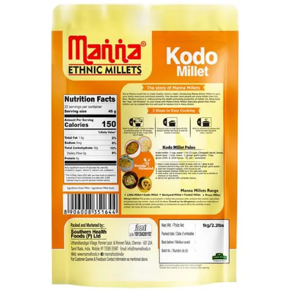 Manna Kodo Millet - Kodra - Varagu - Arikelu - Hark - Varigu, 1 Kg-2.webp